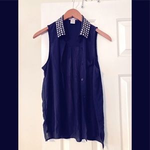 Katie K  navy silky tank top